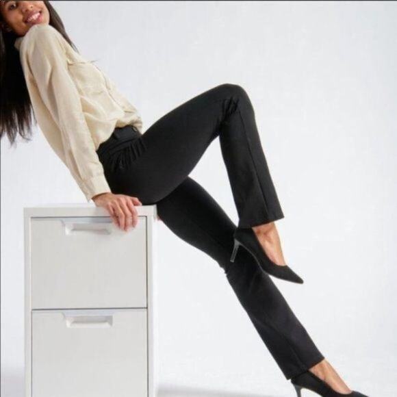 Betabrand Pants - Betabrand High Rise Yoga Dress Pants Black Straight Leg Size Medium Petite